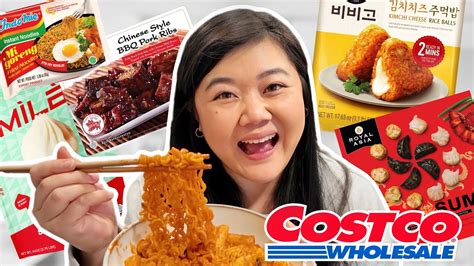 Trying NEW ASIAN FOOD at COSTCO 2024 kimchi cheese rice balls dimsum pad thai takoyaki balls